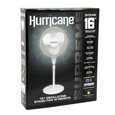 Hurricane Supreme 16 Inch 3 Speed Oscillating Stand Pedestal Fan w/Remote, White (For Parts)