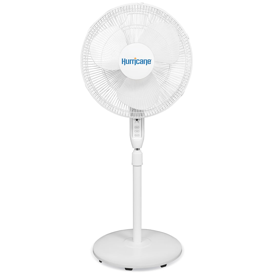 Hurricane 16" 3 Speed Oscillating Stand Pedestal Fan w/Remote, White (Used)
