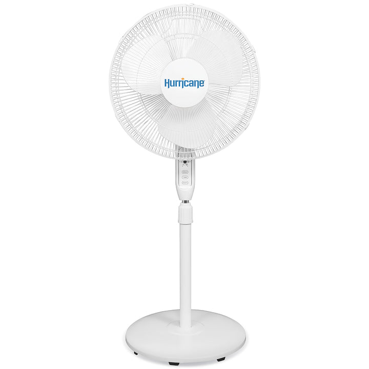 Hurricane 16" 3 Speed Oscillating Stand Pedestal Fan w/Remote, White (Used)