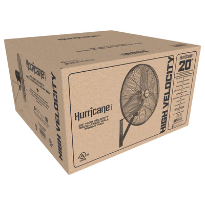 Hurricane 20 Inch Pro Commercial Grade Classic Oscillating Wall Mount Fan, Black