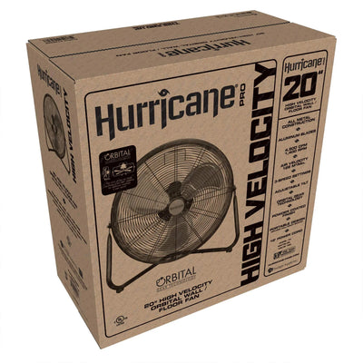 Hurricane Pro Series 20" High Velocity Heavy Duty Metal Orbital Floor Fan, Black