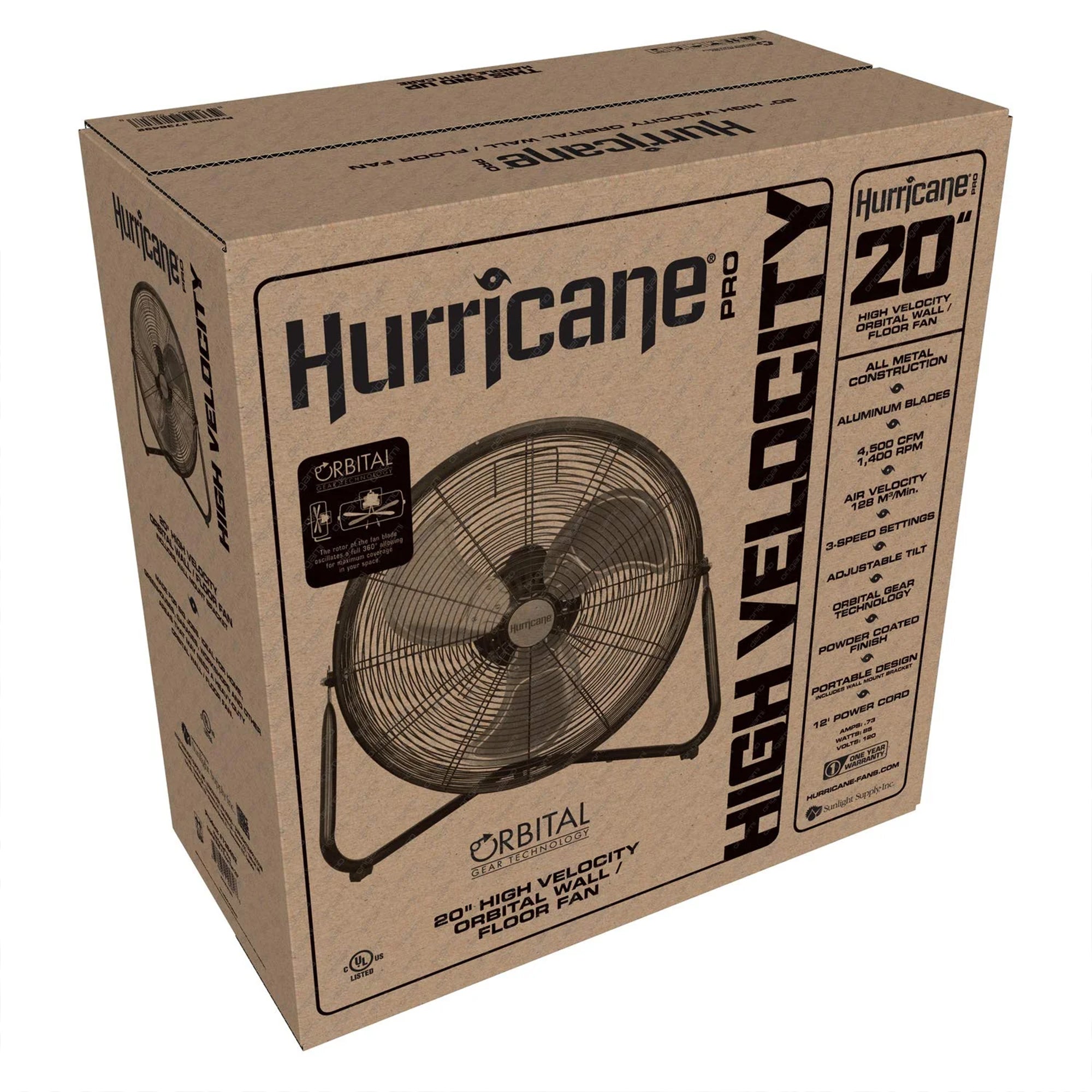 Hurricane 20" High Velocity Heavy Duty Metal Orbital Floor Fan, Black (Used) - VMInnovations