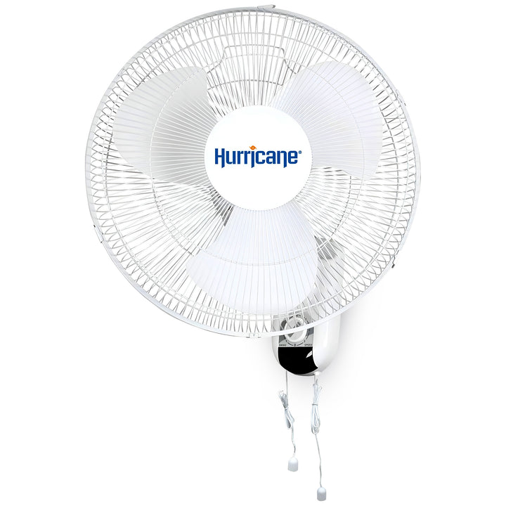 Hurricane Classic 16 Inch 90 Degree Oscillating 3 Speed Wall Mounted Fan, White