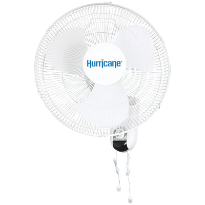 Hurricane Classic 16 Inch 90 Degree Oscillating 3 Speed Wall Mounted Fan, White