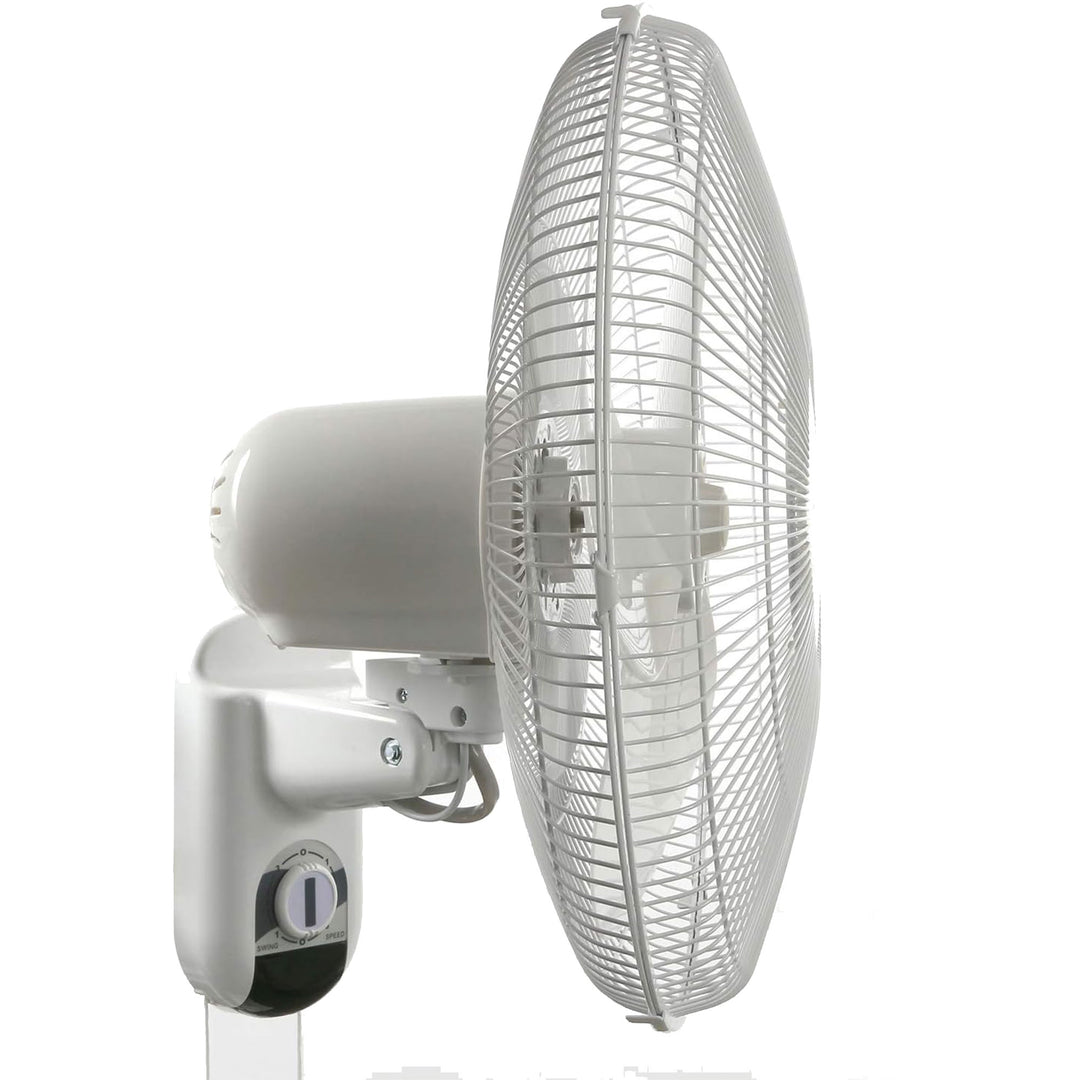 Hurricane 16" 90 Degree Oscillating 3 Speed Wall Mounted Fan, White(Open Box) - VMInnovations