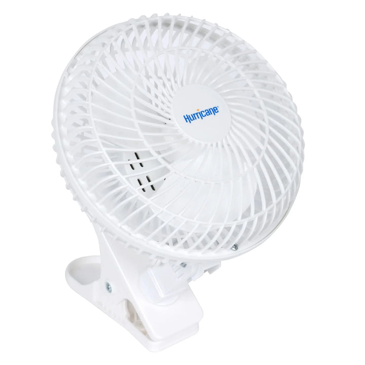 Hurricane Classic 6" Clip Fan, 2 Speed Desk Table Fan w/ Adjustable Tilt, White