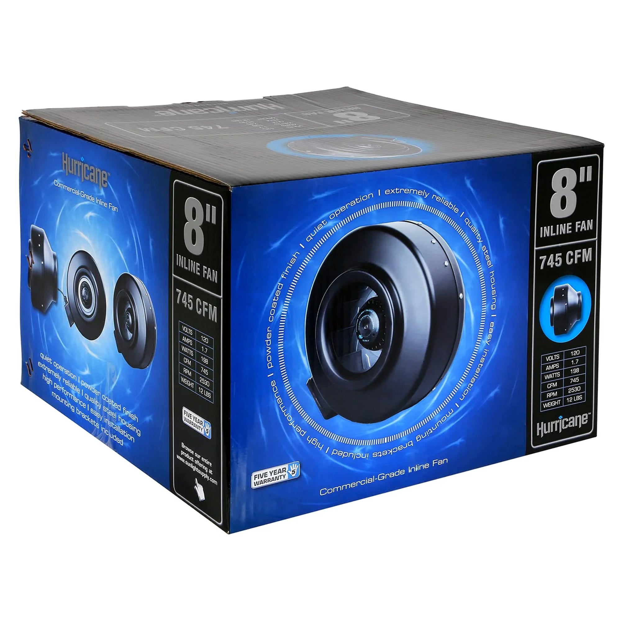 Hurricane Commercial Inline Wall Mount Fan for HVAC & Ventilation Uses(Open Box) - VMInnovations