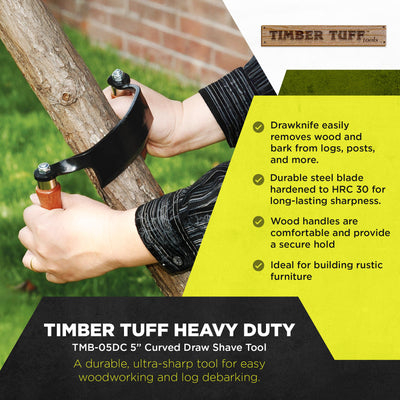 Timber Tuff 5 Inch Ultra Sharp Blade Heavy Duty Steel Curved Draw Shave Tool - VMInnovations