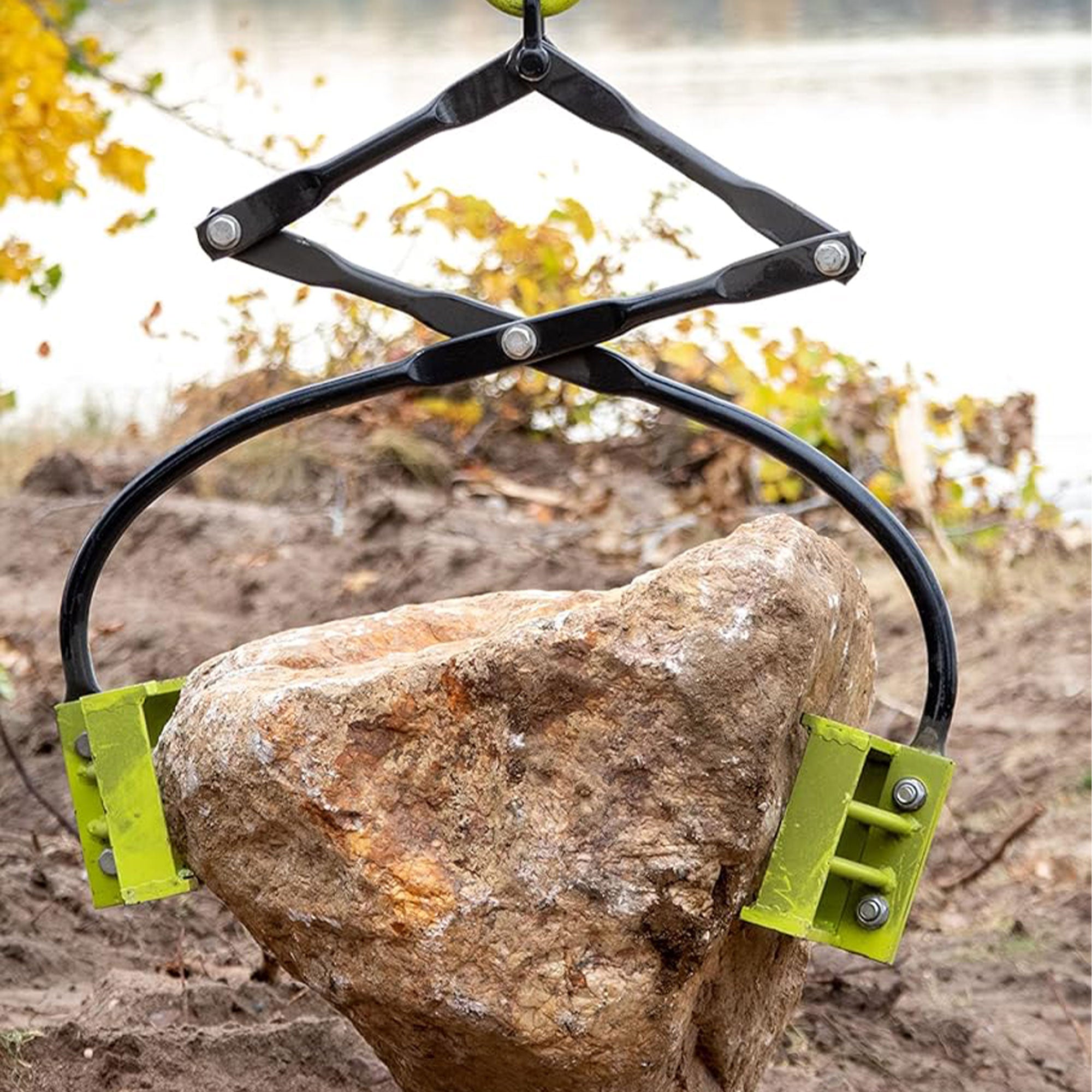 Boulder Tuff Powder Coated 1,100 Pound Capacity Rock Boulder Tongs, Green (Used) - VMInnovations