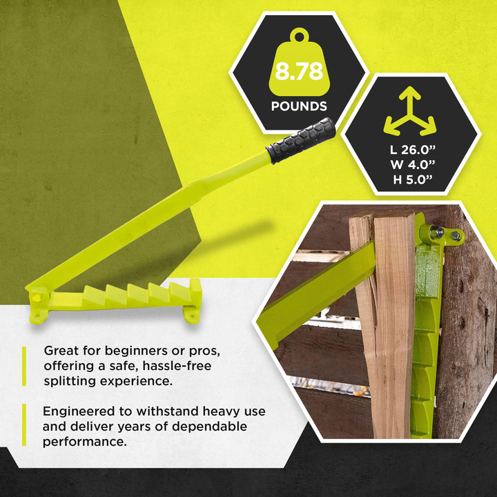 Timber Tuff Wall Mounted Cast Iron Kindling Splitter with 24 Inch Handle, Green