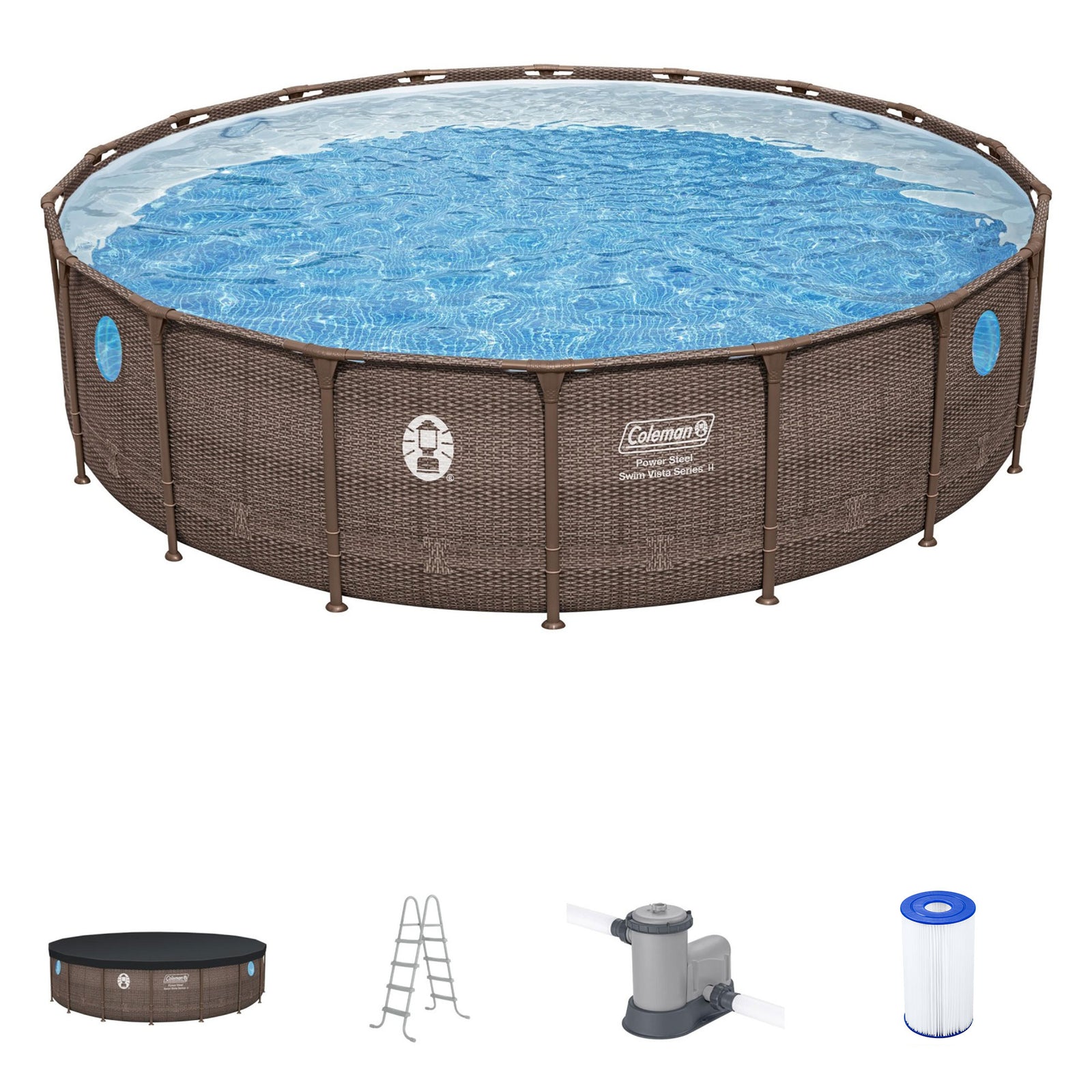 Coleman Power Steel Swim Vista 18' x 48" Swimming Pool Set (Open Box) - VMInnovations