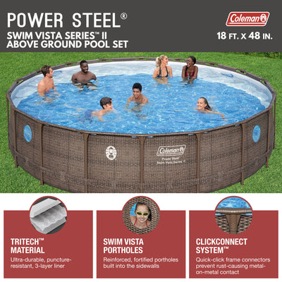 Coleman Power Steel Swim Vista 18' x 48" Swimming Pool Set (Open Box)