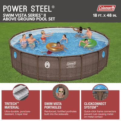 Coleman Power Steel Swim Vista 18' x 48" Swimming Pool Set (Open Box)
