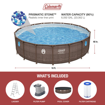 Coleman Power Steel Swim Vista 18' x 48" Above Ground Swimming Pool Set