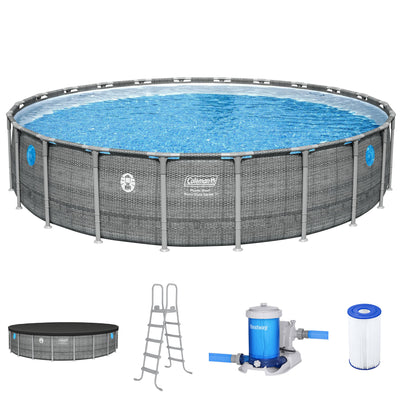 Coleman Power Steel 22' x 52" Frame Above Ground Swimming Pool, Gray (Open Box) - VMInnovations