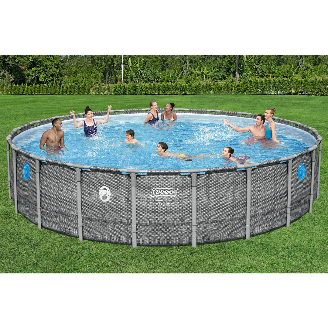 Coleman Power Steel 22' x 52" Frame Above Ground Swimming Pool, Gray (Open Box)