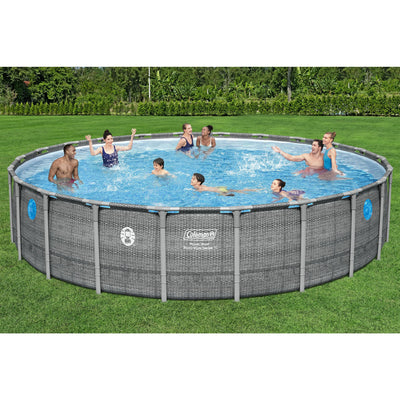 Coleman Power Steel 22' x 52" Frame Above Ground Swimming Pool, Gray (Open Box) - VMInnovations