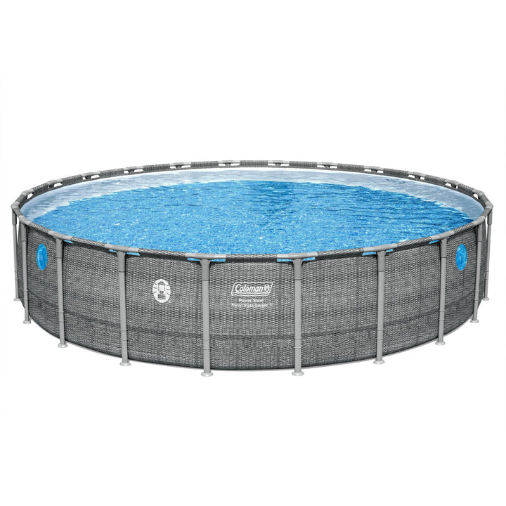 Coleman Power Steel 22' x 52" Frame Above Ground Swimming Pool, Gray (Open Box)