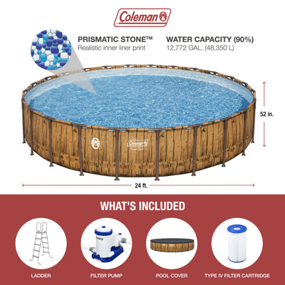 Coleman Power Steel 24' x 52" Metal Frame Above Ground Swimming Pool Set (Used)