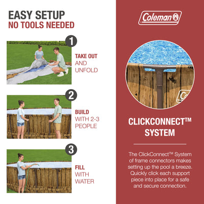 Coleman Power Steel 24' x 52" Metal Frame Above Ground Swimming Pool Set (Used)
