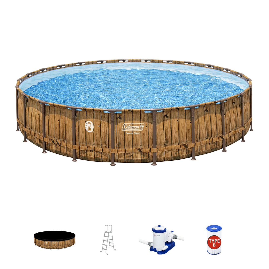 Coleman Power Steel 24' x 52" Metal Frame Above Ground Swimming Pool Set (Used)