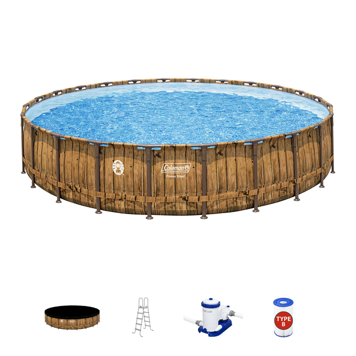 Coleman Power Steel 24' x 52" Metal Frame Above Ground Swimming Pool Set (Used)