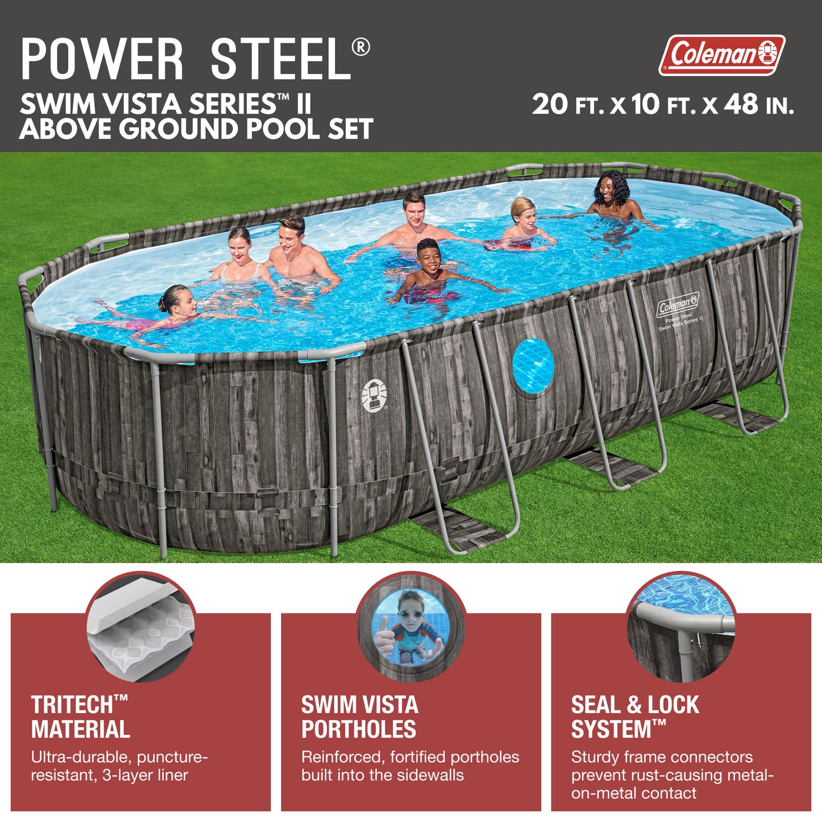 Coleman Power Steel Vista 20' x 48" Above Ground Swimming Pool Set (Open Box) - VMInnovations