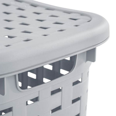 Sterilite Plastic Weave Laundry Hamper Slim Clothes Lidded Basket, Gray, 8-Pack - VMInnovations