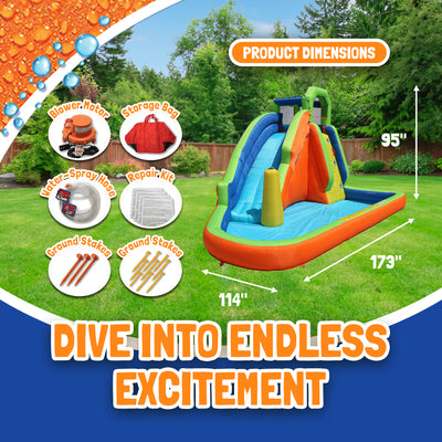 Banzai Water-Spraying Inflatable Pool Water Park Set, Multicolor (Open Box) - VMInnovations