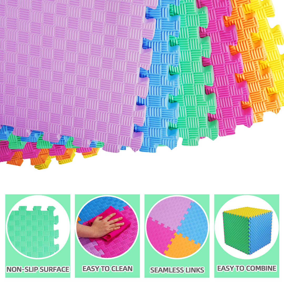 BalanceFrom 24 Sq Ft Interlocking EVA Foam Exercise Mat Tiles, Multi (Used) - VMInnovations
