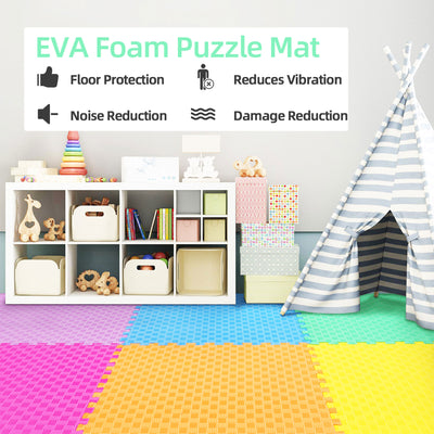 BalanceFrom 24 Sq Ft Interlocking EVA Foam Exercise Mat Tiles, Multi (Used) - VMInnovations