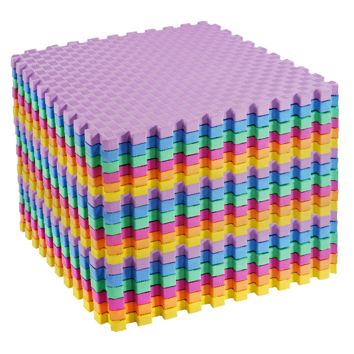 BalanceFrom 72 Sq Ft Interlocking Foam Exercise Mat Tiles, Multicolor (Used) - VMInnovations