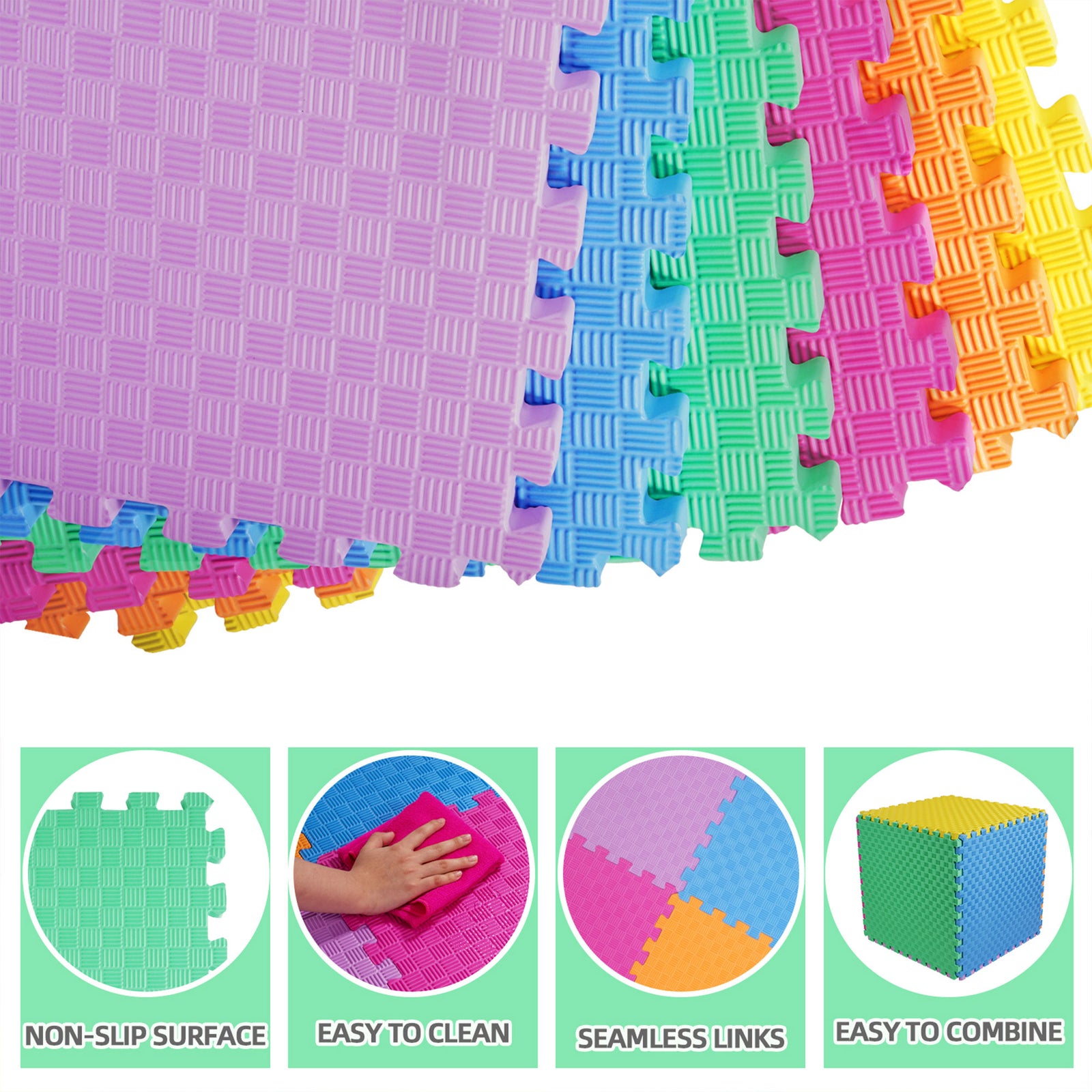 BalanceFrom 72 Sq Ft Interlocking Foam Exercise Mat Tiles, Multicolor (Used) - VMInnovations