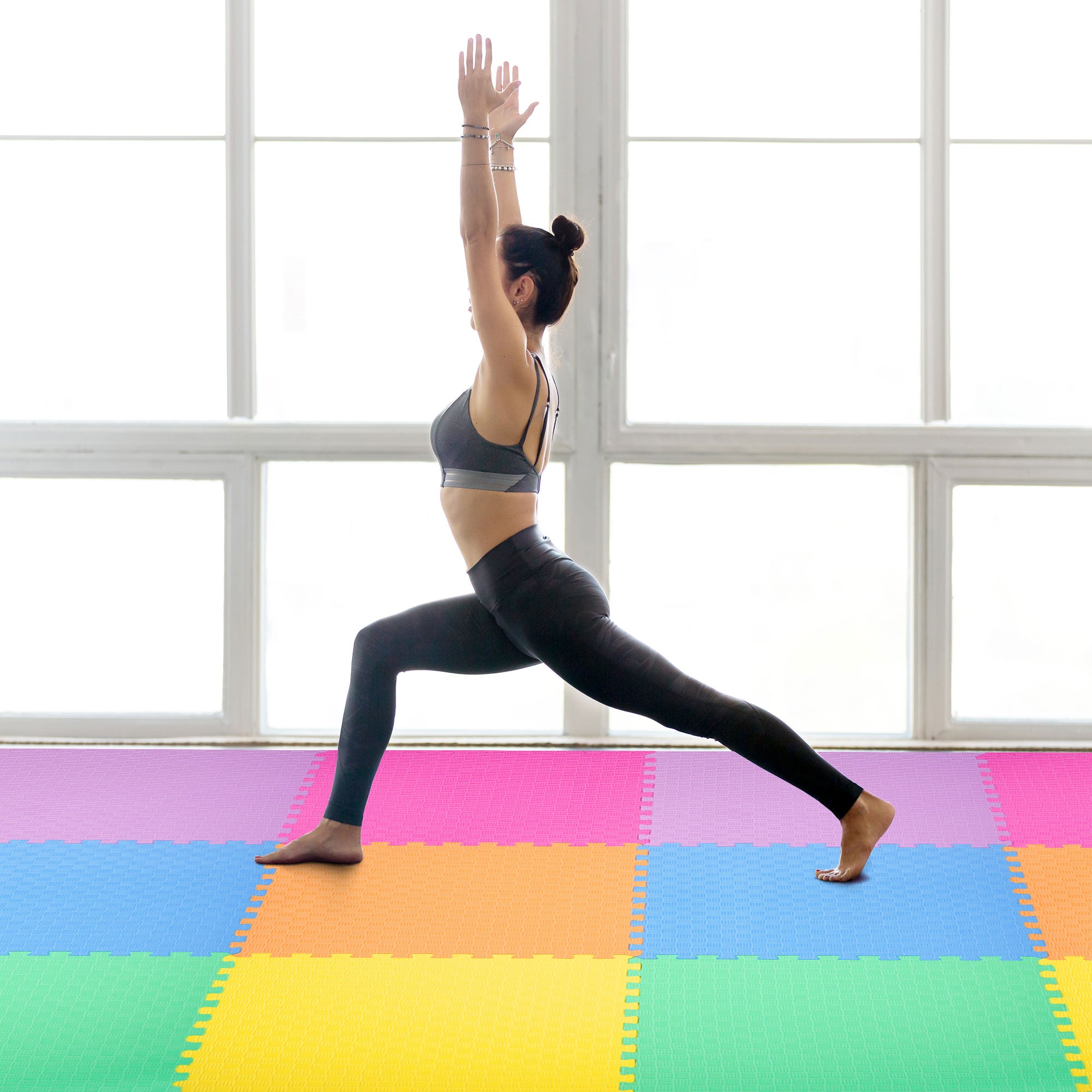 BalanceFrom 72 Sq Ft Interlocking Foam Exercise Mat Tiles, Multicolor (Open Box) - VMInnovations