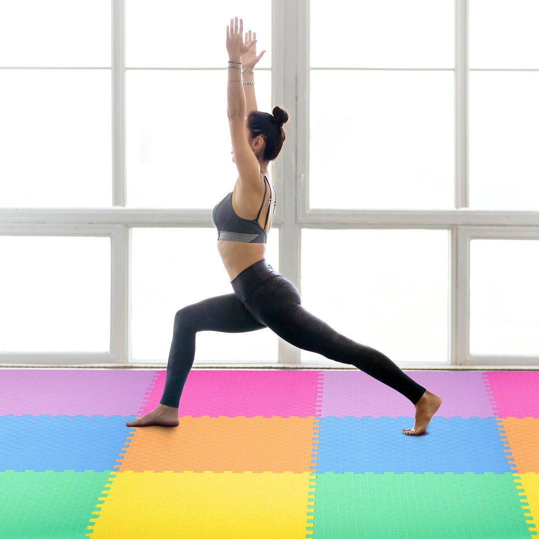 BalanceFrom 72 Sq Ft Interlocking Foam Exercise Mat Tiles, Multicolor (Used) - VMInnovations