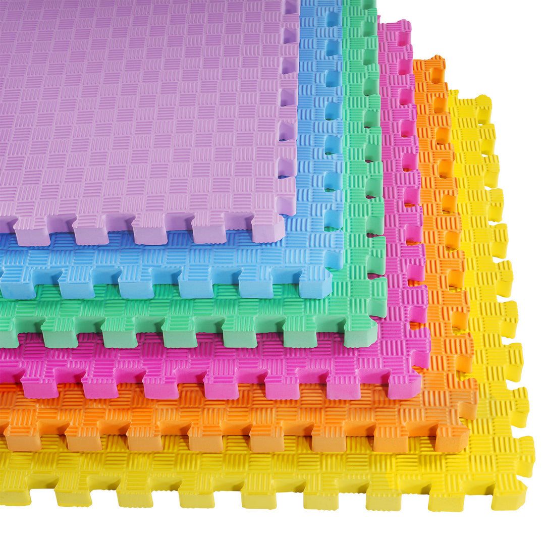 BalanceFrom 72 Sq Ft Interlocking Foam Exercise Mat Tiles, Multicolor (Used) - VMInnovations