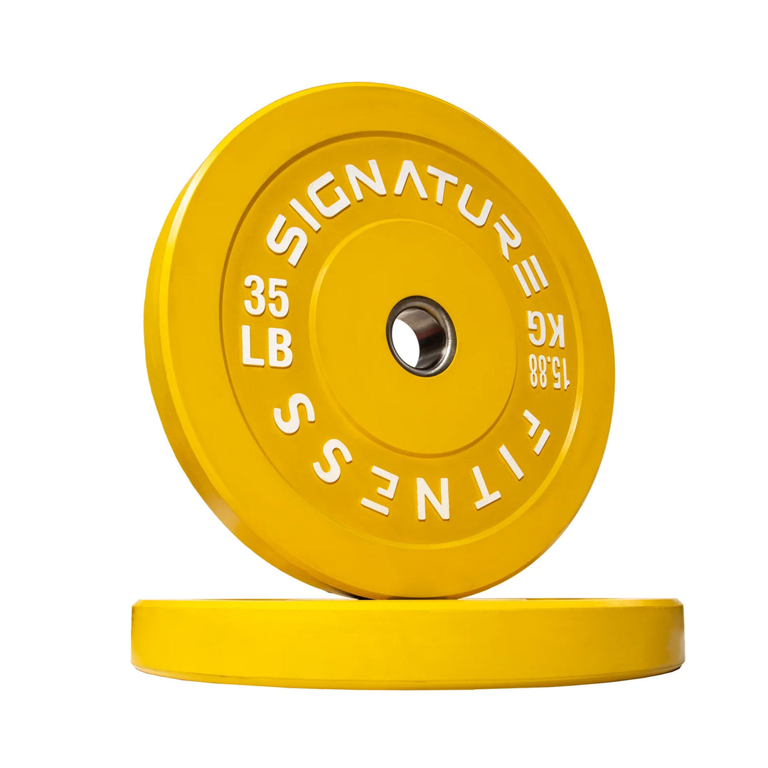 Signature Fitness 35lb Color Coded OlympicPlate Weight Plate, Pair (Open Box)