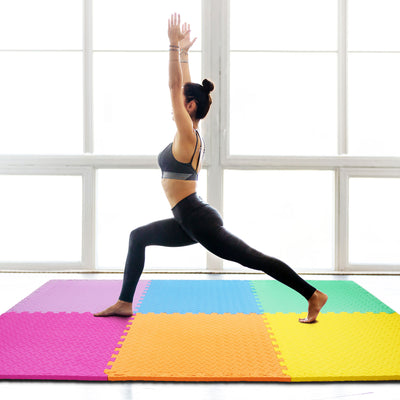 BalanceFrom 96 Sq Ft Interlocking EVA Foam Exercise Mat Tiles, Multi (Used) - VMInnovations