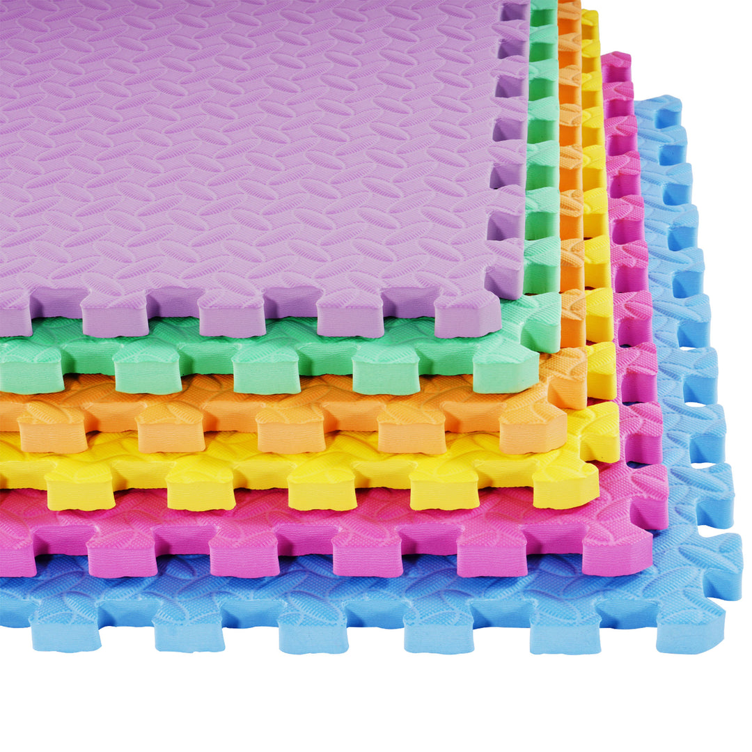BalanceFrom 96 Sq Ft Interlocking EVA Foam Exercise Mat Tiles, Multi (Used) - VMInnovations
