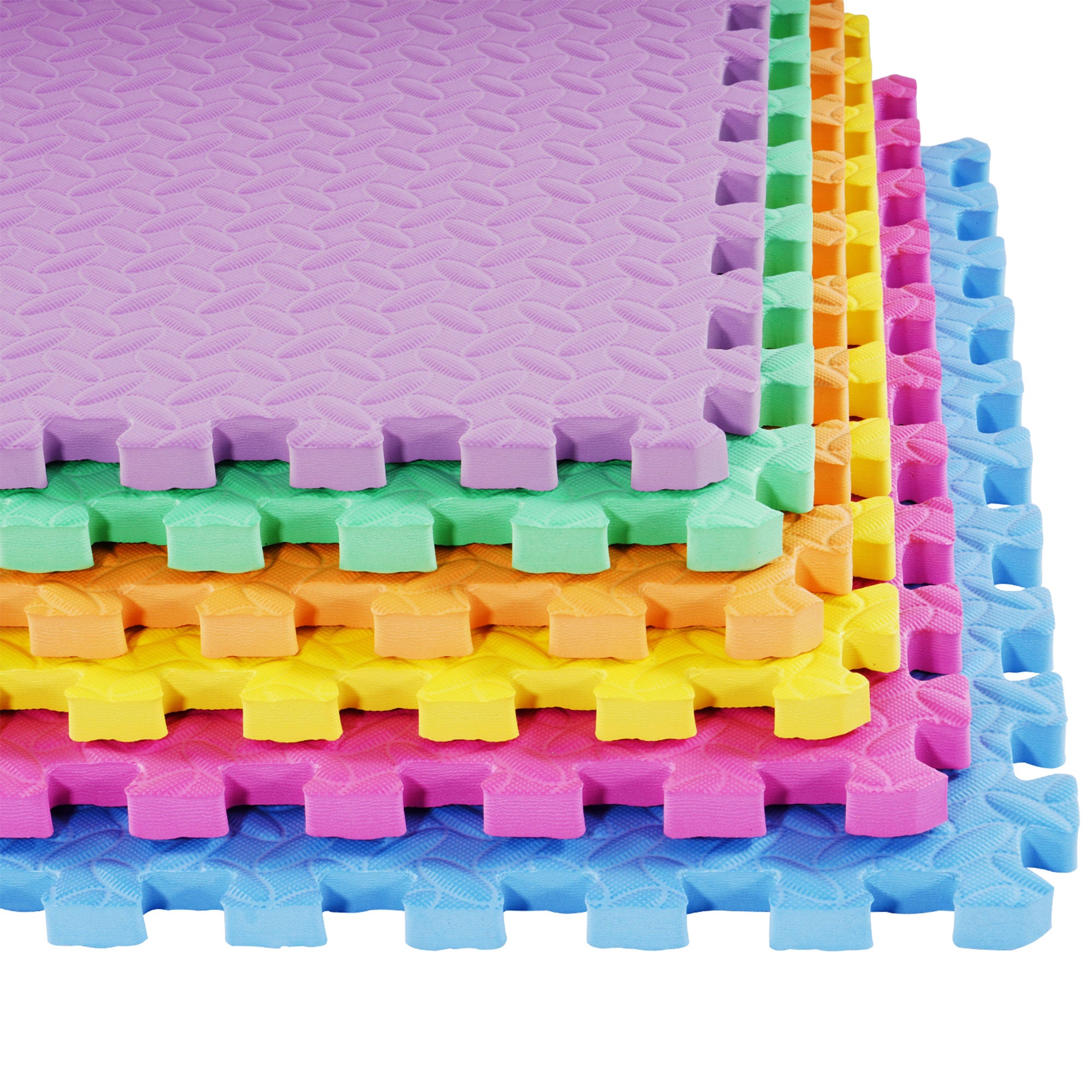 BalanceFrom 96 Sq Ft Interlocking EVA Foam Exercise Mat Tiles, Multi (Used) - VMInnovations
