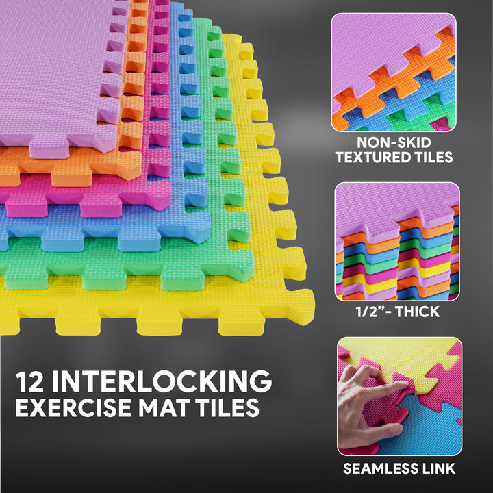 BalanceFrom 48 Sq Ft Interlocking EVA Foam Exercise Mat Tiles, Multi (For Parts) - VMInnovations