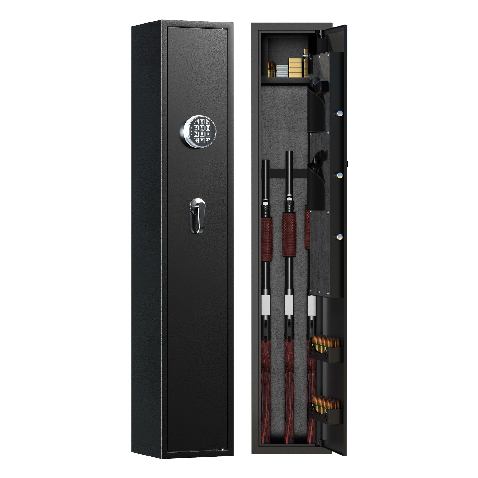 AOBABO 3-Rifle Gun Safe w/ Keypad Lock, Security Cabinet Long Safes Gun Cabinet - VMInnovations