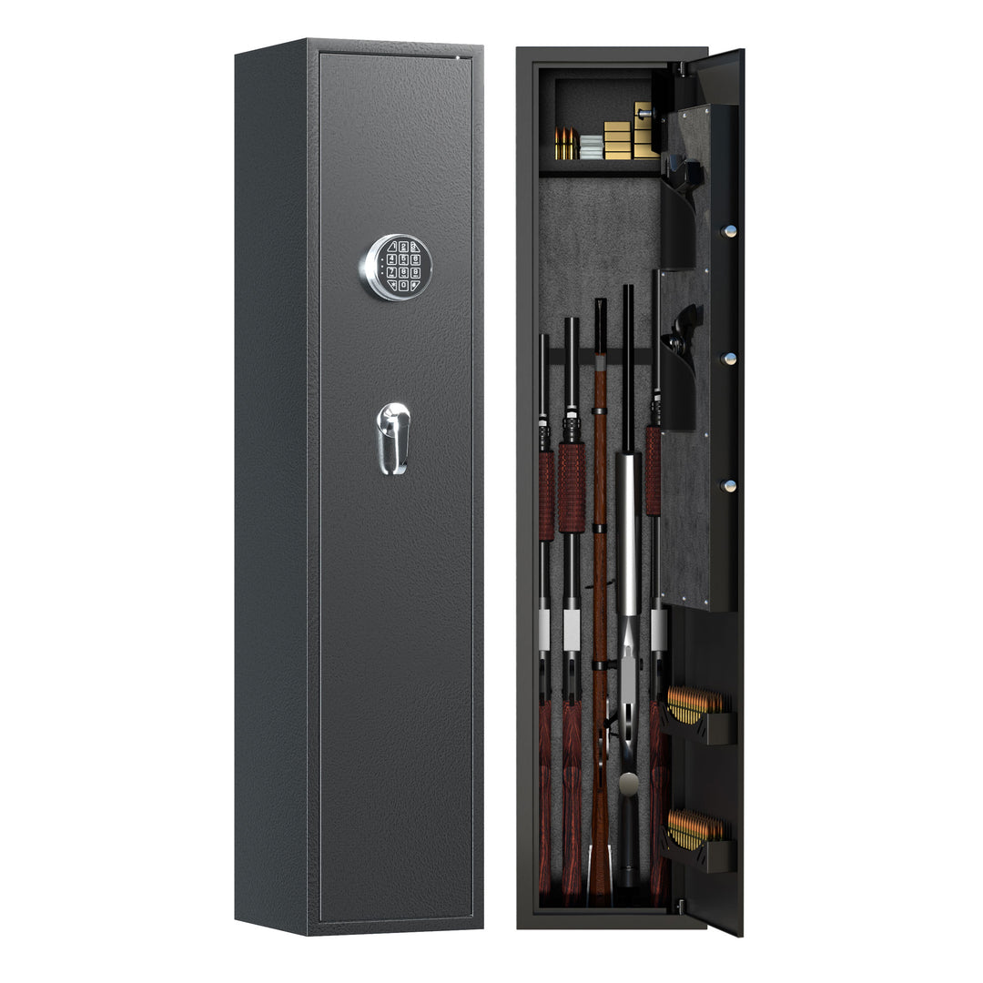 AOBABO 5-Rifle Gun Safe w/ Keypad Lock, Security Cabinet Long Gun Cabinet (Used)
