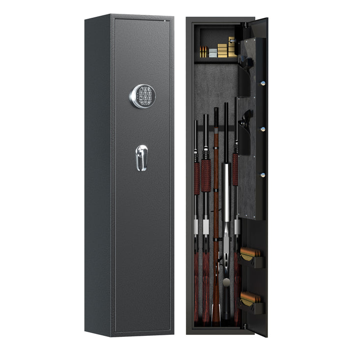 AOBABO 5-Rifle Gun Safe w/ Keypad Lock, Security Cabinet Long Gun Cabinet (Used)