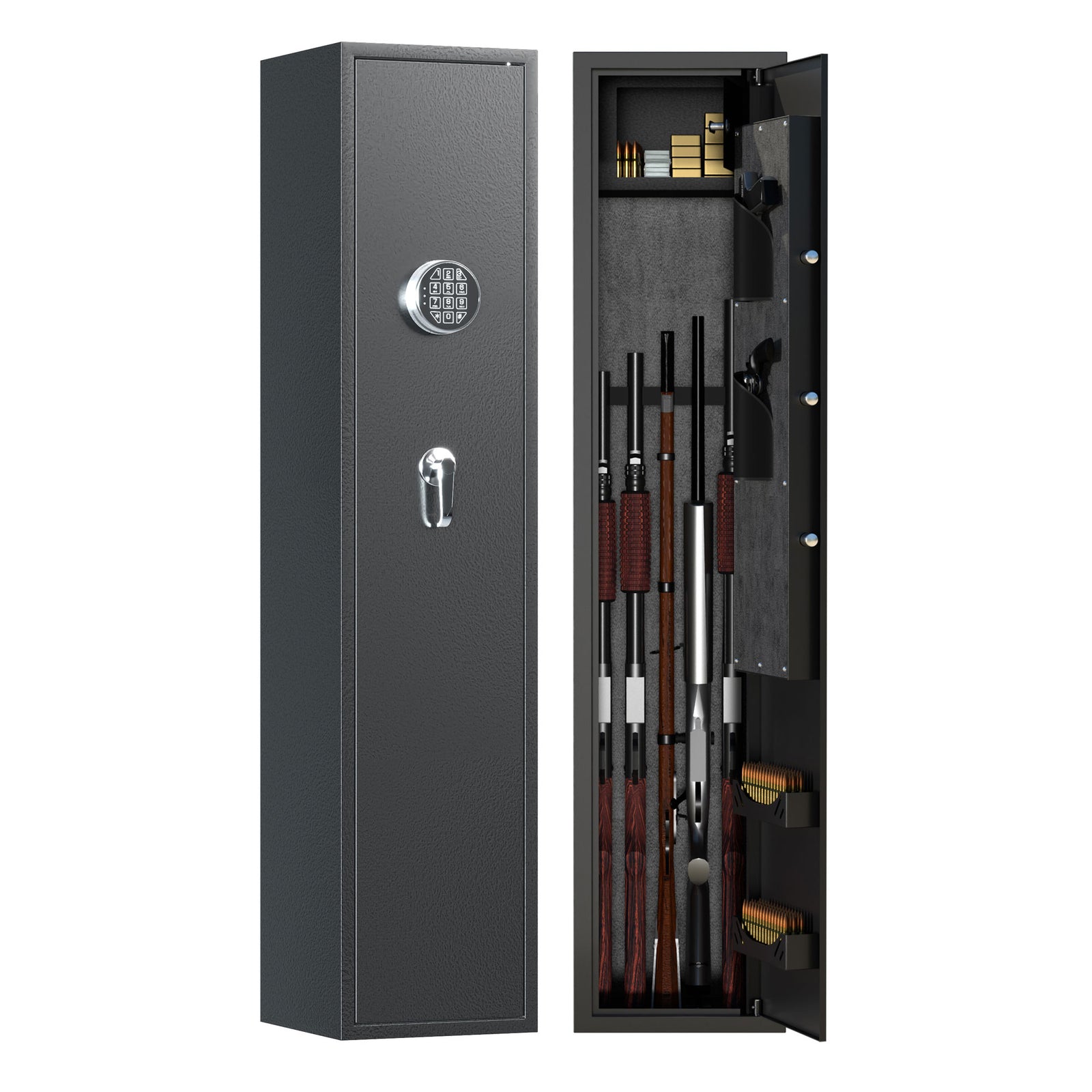 AOBABO 5-Rifle Gun Safe w/ Keypad Lock, Security Cabinet Long Gun Cabinet (Used) - VMInnovations