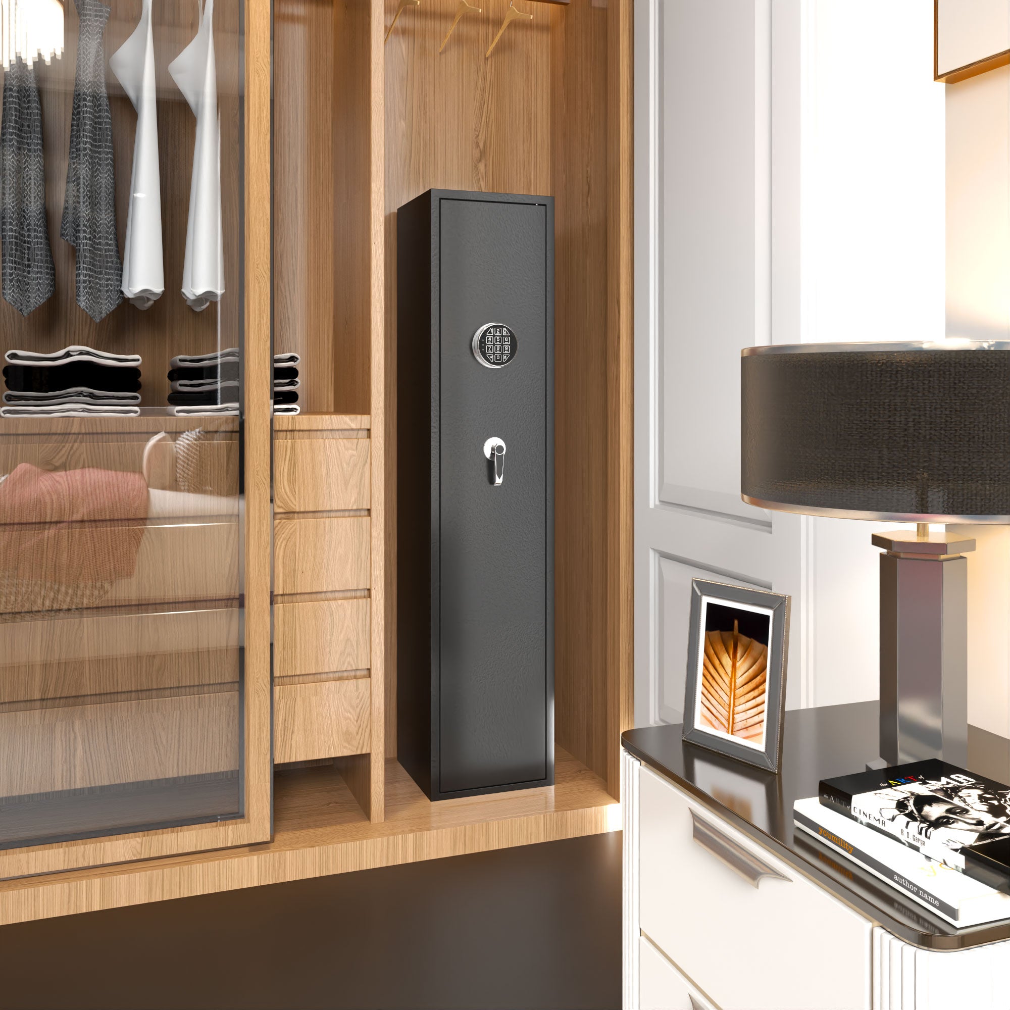 AOBABO 5-Rifle Gun Safe w/ Keypad Lock,Cabinet Long Safes Gun Cabinet (Open Box) - VMInnovations