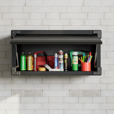 AOBABO Small Wall Mounted Metal Storage Cabinet Organizer with Flip Door, Black - VMInnovations