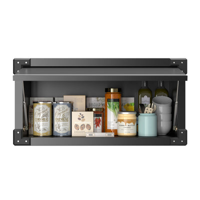 AOBABO Small Wall Mounted Metal Storage Cabinet Organizer with Flip Door, Black - VMInnovations