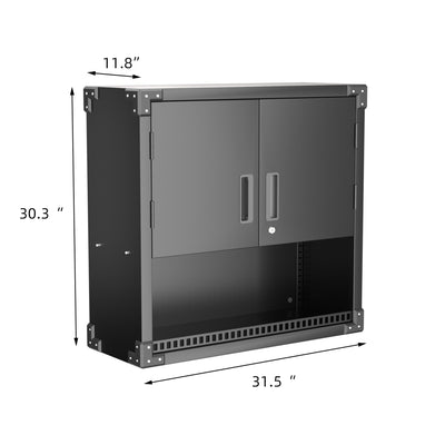 AOBABO Metal Garage Wall Mounted Cabinet w/Locking Door & Shelf, Black(Open Box) - VMInnovations