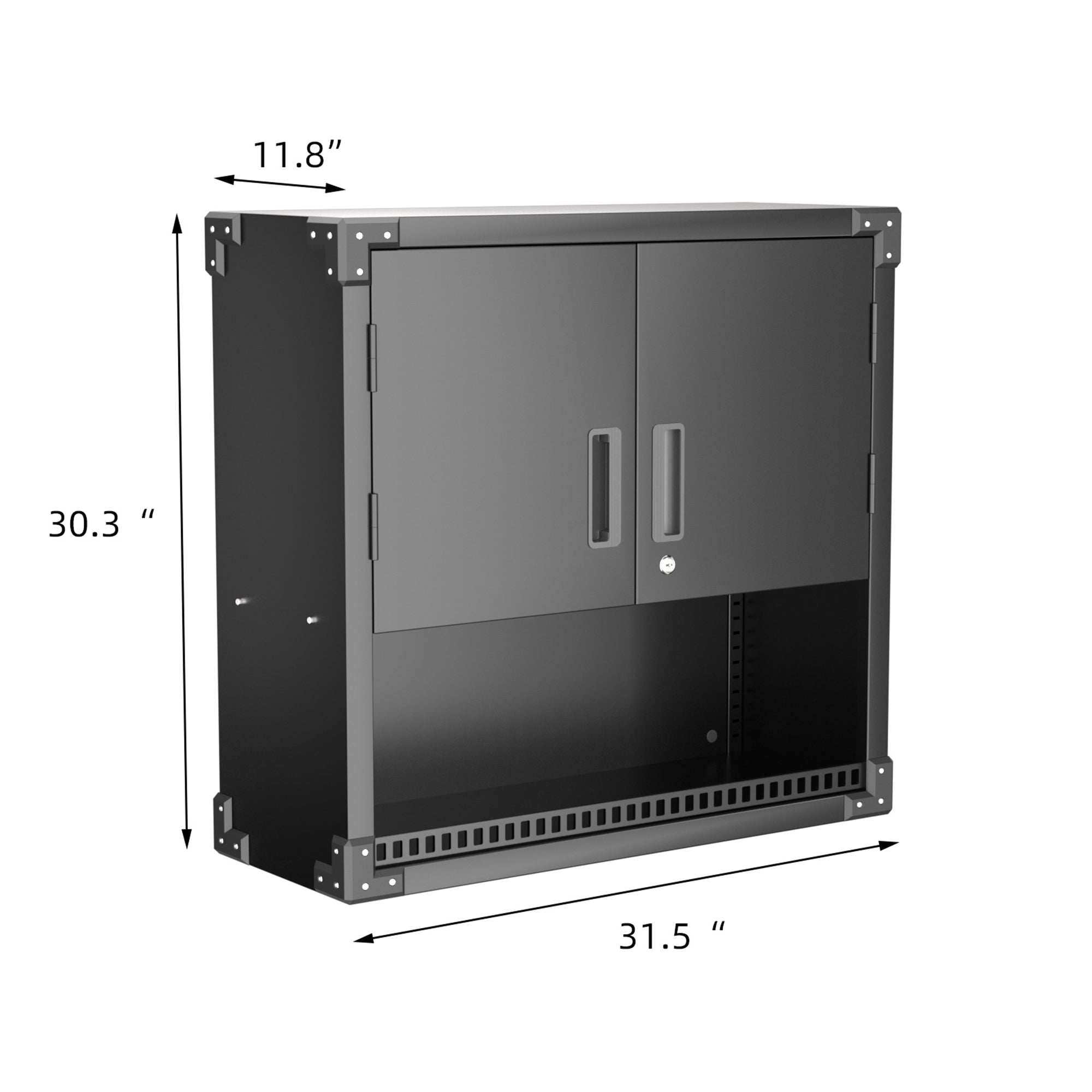 AOBABO Metal Garage Wall Mounted Cabinet w/Locking Door & Shelf, Black(Open Box) - VMInnovations